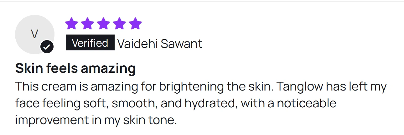 Customer review of Tanglow Cream on Clinikally