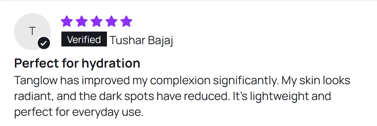 Customer review of Tanglow Cream on Clinikally